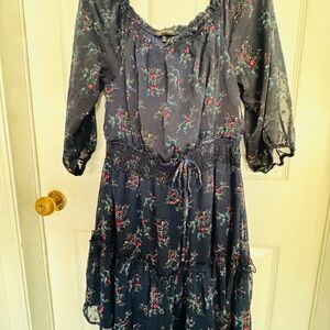 Anne Michelle Navy Floral Long Sleeve Dress